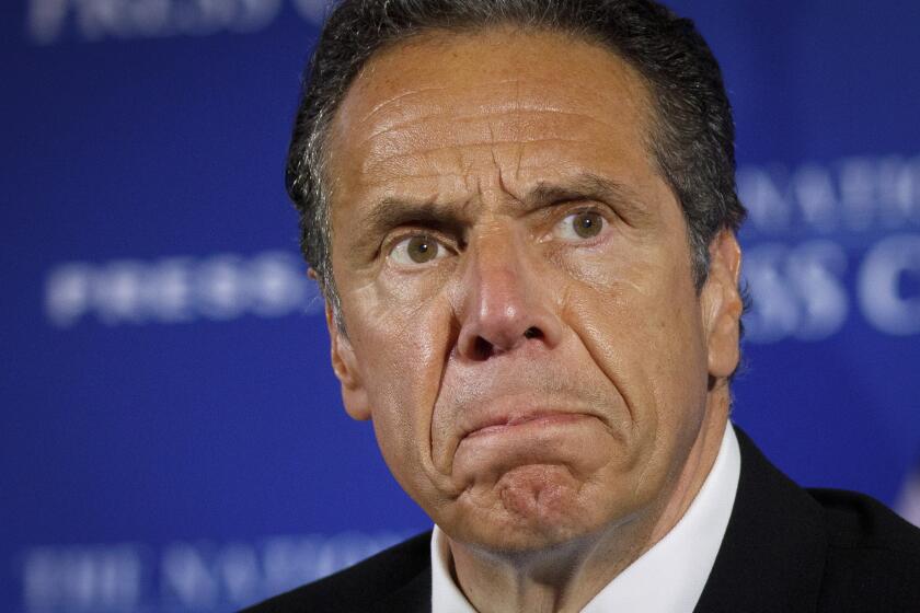 FILE - This Wednesday May 27, 2020, file photo shows New York Gov. Andrew Cuomo during a news conference in Washington. A prosecutor investigating accusations that former Gov. Cuomo groped a woman asked a judge for more time, saying the criminal complaint filed in late October 2021 by the local sheriff was "potentially defective." (AP Photo/Jacquelyn Martin, File)