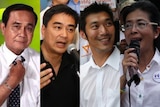 A composite image showing four of the major candidates at the 2019 Thai election.